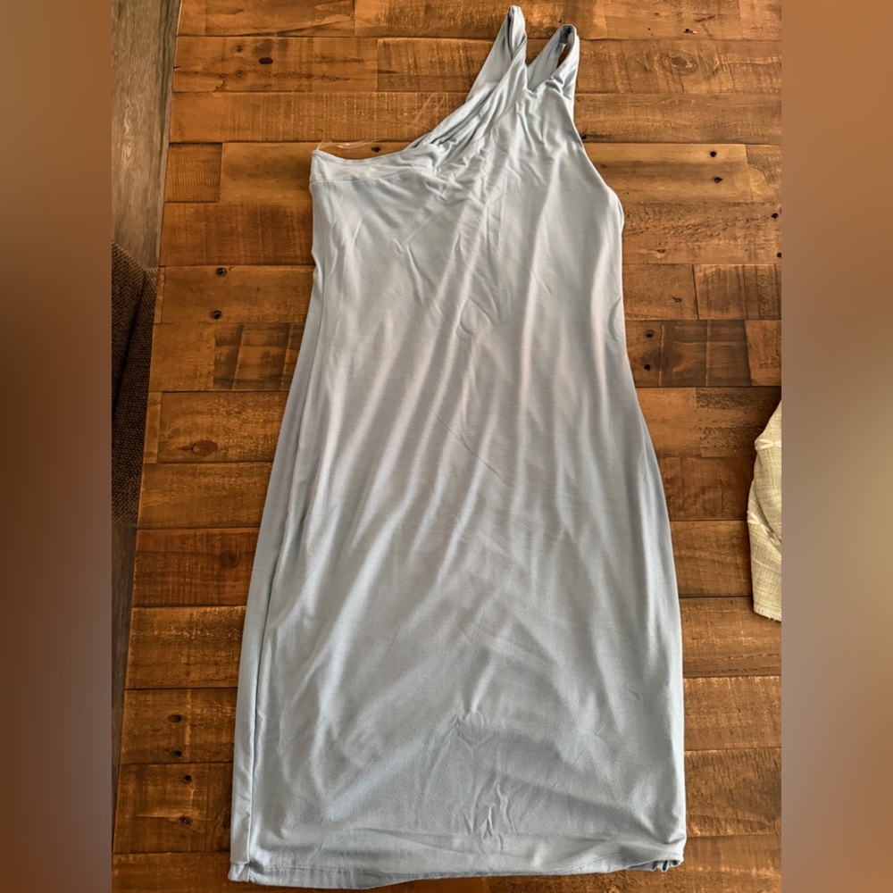 Source Unknown Light Blue One Shoulder Dress